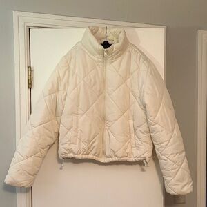 Women's Cream Quilted Cropped Jacket